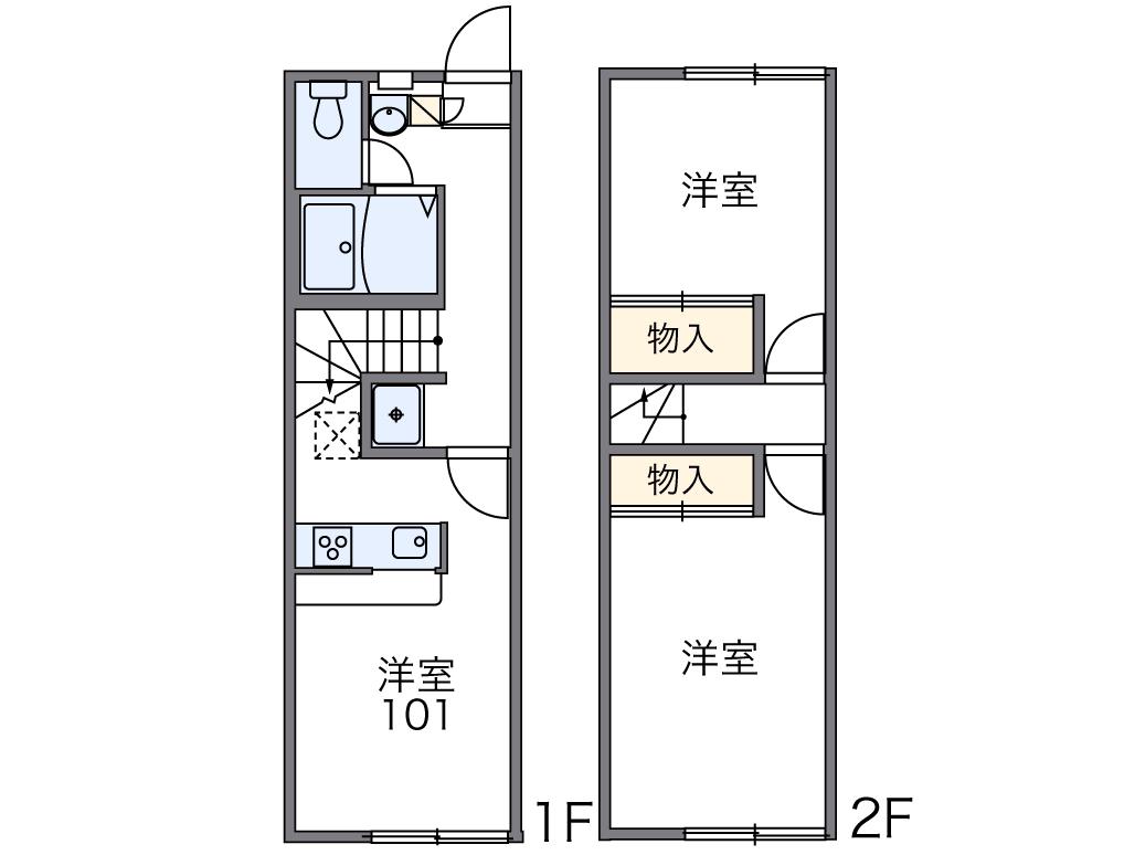 レオパレス峯下B(2DK/1階)の間取り写真
