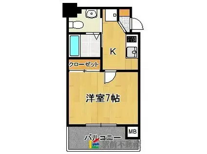 サヴォイ ザ・セントラルガーデン(1K/7階)の間取り写真