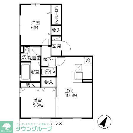 ヴィラ・ルミエール(2LDK/1階)の間取り写真