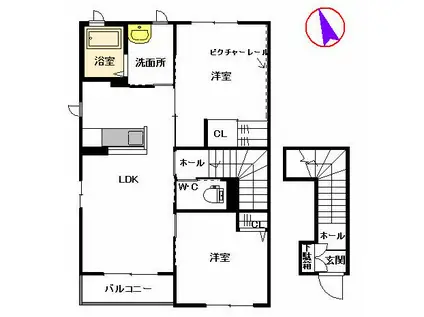 セントリビエ(2LDK/2階)の間取り写真