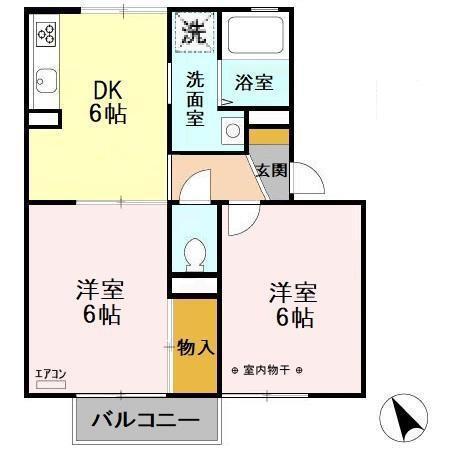 ファインビレッジ(2DK/2階)の間取り写真