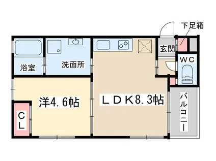 リュクス豊崎(1LDK/1階)の間取り写真