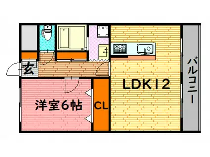 メゾンR(1LDK/2階)の間取り写真