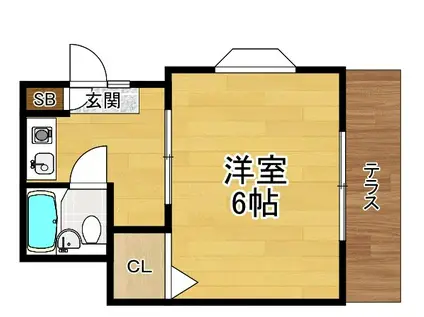 水仙ハイツ(1K/1階)の間取り写真