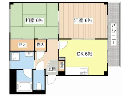 レジデンス宝積(2DK/1階)の間取り写真