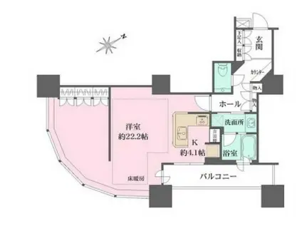 東京ツインパークス ライトウイング(ワンルーム/6階)の間取り写真