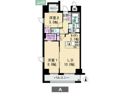 アイステージ幸町(2LDK/9階)の間取り写真