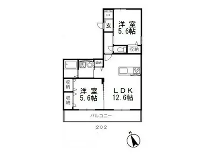 アマーヴィレII(2LDK/1階)の間取り写真