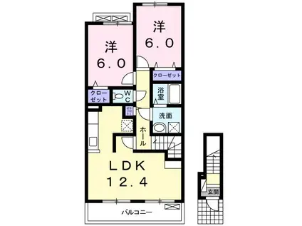 サニー ヒル A館(2LDK/2階)の間取り写真