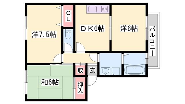 ウィズガーデン(3DK/2階)の間取り写真