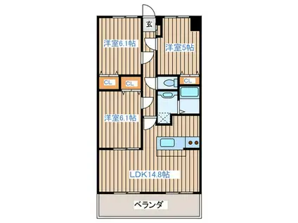 HOKULEA SENDAI(3LDK/7階)の間取り写真