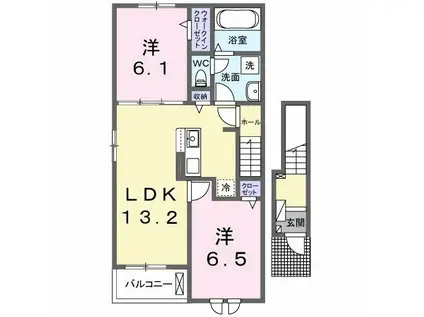 エスポワールIII(2LDK/2階)の間取り写真