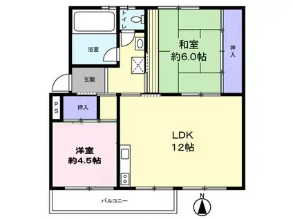辻堂海岸団地 1号棟(2LDK/2階)の間取り写真