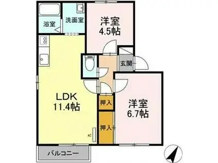 アペックス日進B(2LDK/2階)の間取り写真