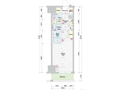 スカイコートDイベルテ ASAKUSA(1K/6階)の間取り写真