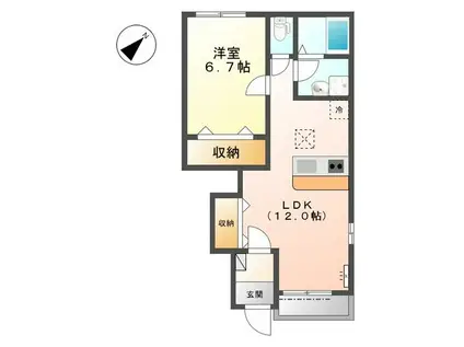 ブルームガーデニア(1LDK/1階)の間取り写真