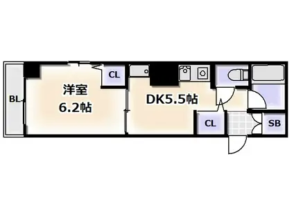 ベラローサ(1DK/4階)の間取り写真