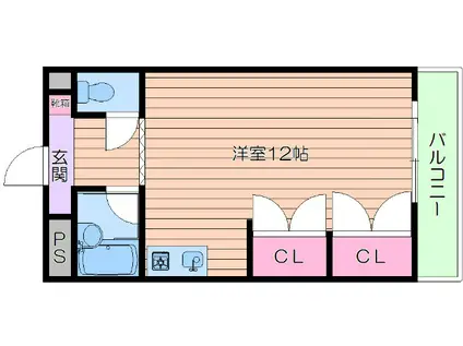 アーネスト山手I(1K/3階)の間取り写真
