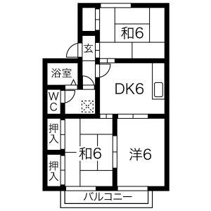 セジュール東曙A棟(3DK/1階)の間取り写真