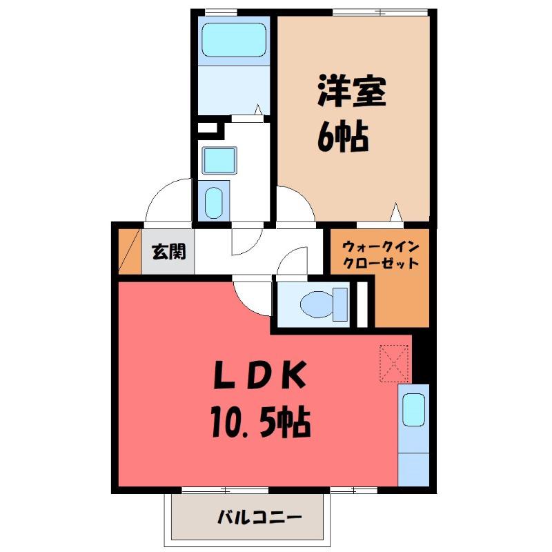 グランメール桜町C(1LDK/2階)の間取り写真