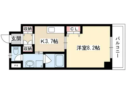 GRAND STAGE今池(1K/4階)の間取り写真