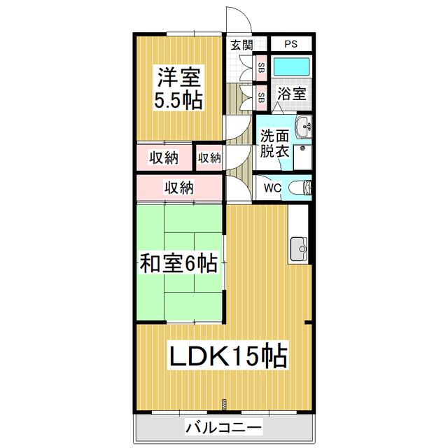 徒士町アパルトメント(2LDK/1階)の間取り写真