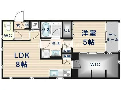 アパートメント玉串東(1LDK/2階)の間取り写真