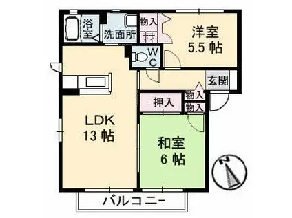 レーヴィンス稲葉II(2LDK/2階)の間取り写真