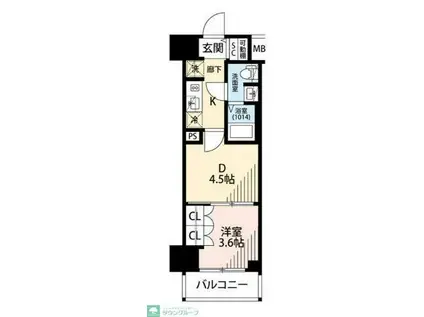 プレール・ドゥーク川崎IV(1DK/5階)の間取り写真