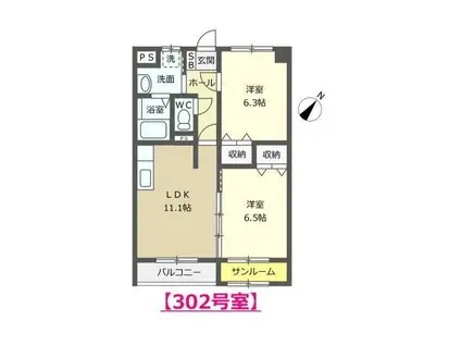 シヤンドゥ(2DK/3階)の間取り写真