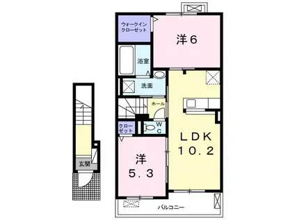水明郭C(2LDK/2階)の間取り写真