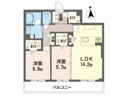 グラン東伊場(2LDK/2階)の間取り写真