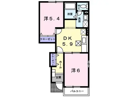 グランツII(2DK/1階)の間取り写真