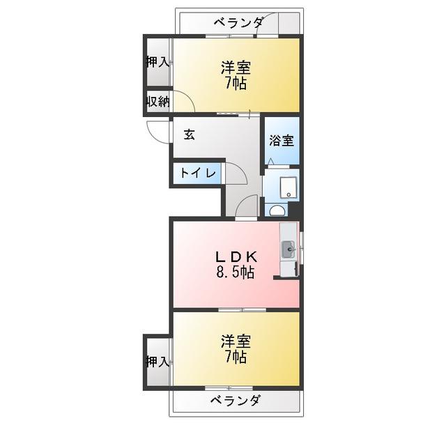 金原中町コーポラス(2DK/3階)の間取り写真