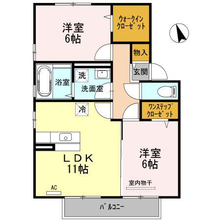 レスペート A棟(2LDK/2階)の間取り写真