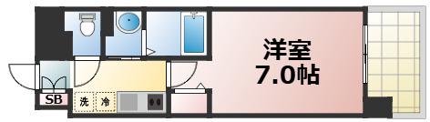 LUXE大阪城南(1K/2階)の間取り写真