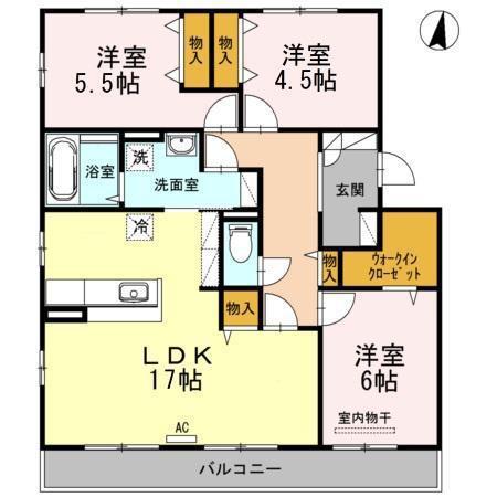 ファミーユ南手城(3LDK/3階)の間取り写真
