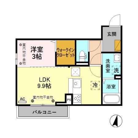 レフィナードB(1LDK/1階)の間取り写真
