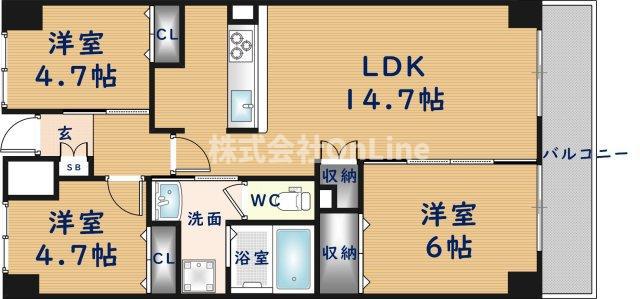 戴慶カーサグラシア(3LDK/9階)の間取り写真