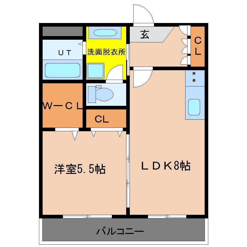 ロイヤル末広(1LDK/2階)の間取り写真