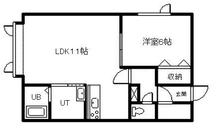 ユリアール(1LDK/2階)の間取り写真