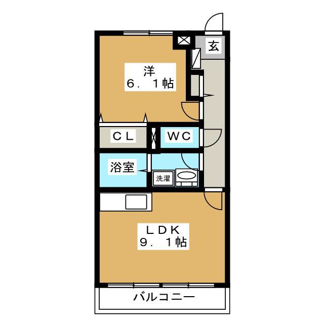 樽見鉄道 東大垣駅 徒歩8分 3階建 築23年(1LDK/1階)の間取り写真