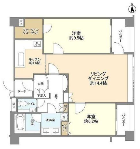 パレスサイド三番町(2LDK/3階)の間取り写真