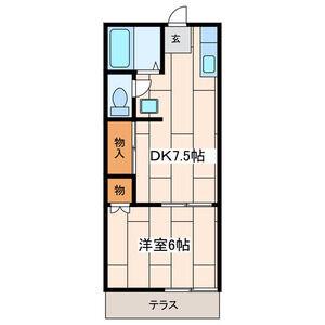 ファミーユ伊勢原(1DK/1階)の間取り写真