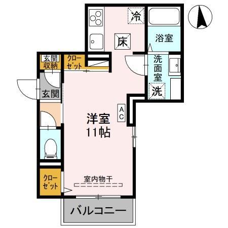 フローリッシュ(ワンルーム/1階)の間取り写真