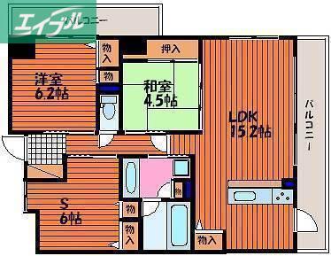 アルファステイツ桃太郎大通(3LDK/5階)の間取り写真