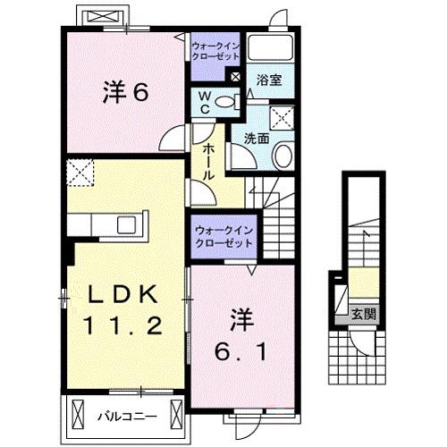 コートカルムB(2LDK/2階)の間取り写真