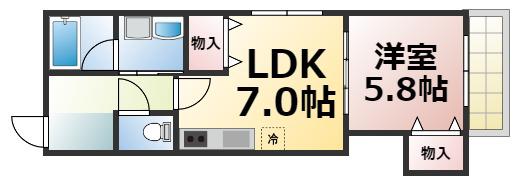 エム・ステージ小路東(1LDK/1階)の間取り写真