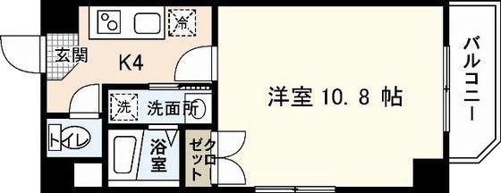 ウイング平和大通(1K/3階)の間取り写真