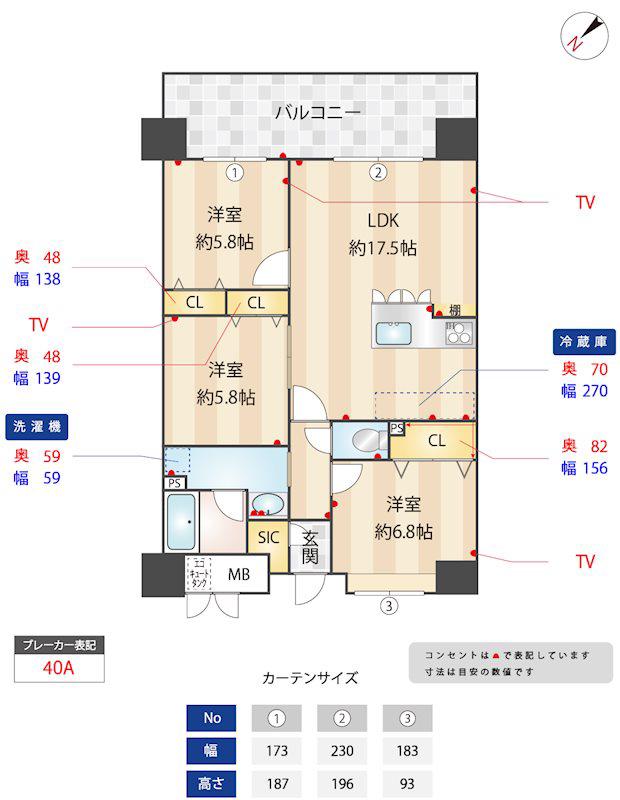 ニューガイア川崎NO.70(3LDK/5階)の間取り写真